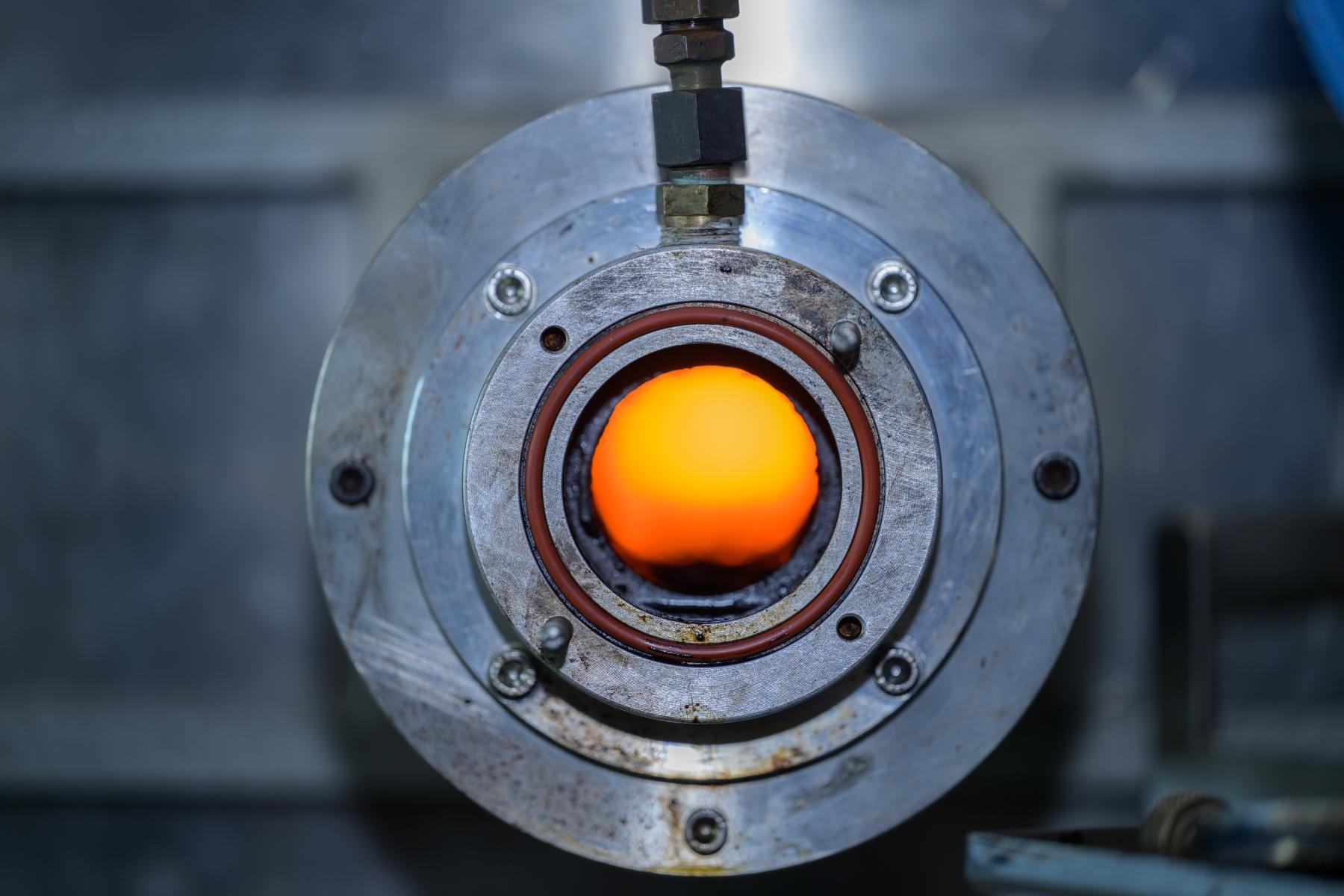 Shot into blast furnace lit orange