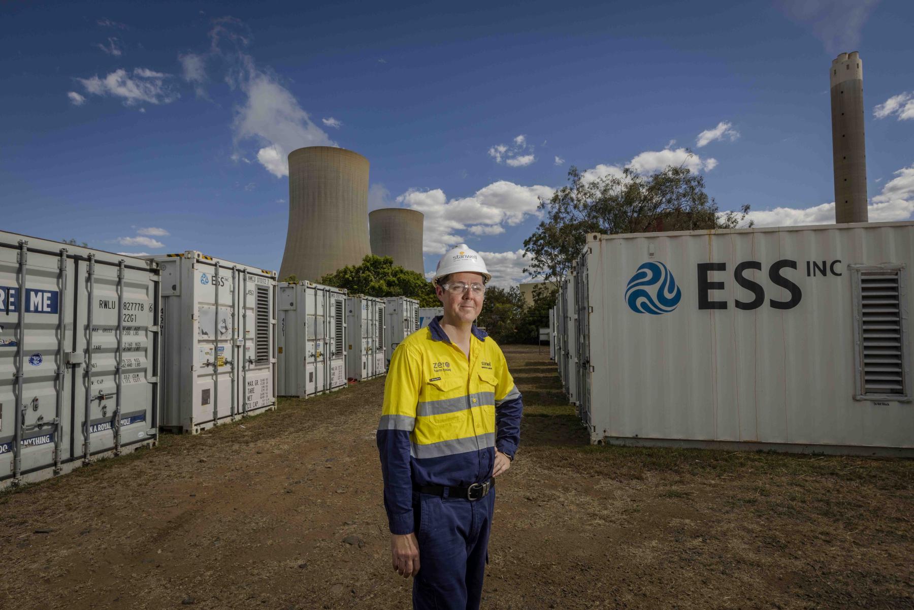 Worker at Stanwell Power Station - Battery storage