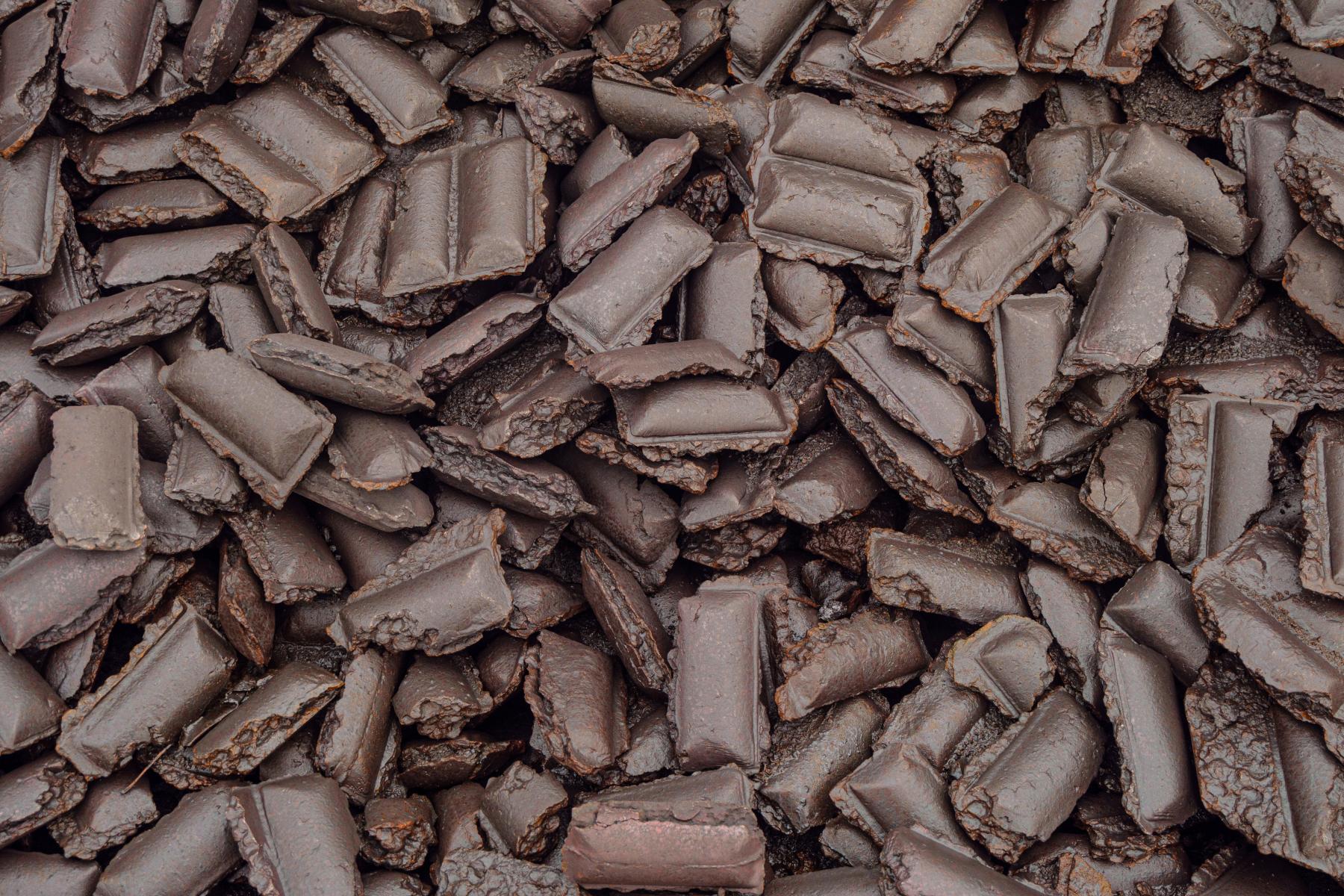 lumps of hot briquette iron