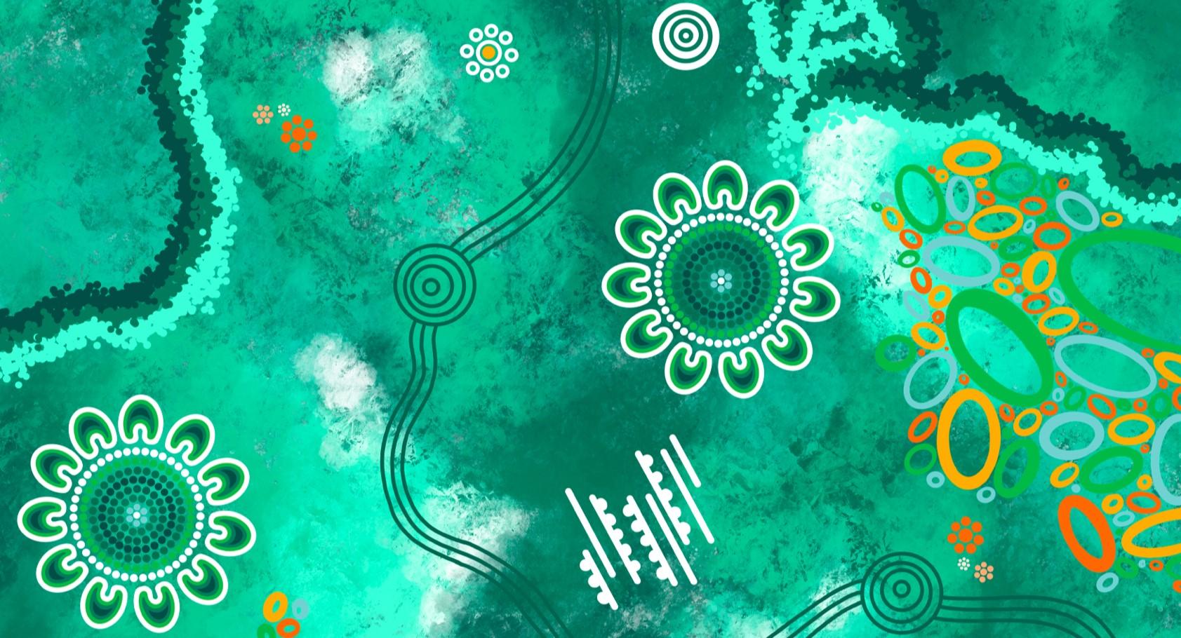 A section of an Australian First Nations artwork commissioned and owned by the NZEA